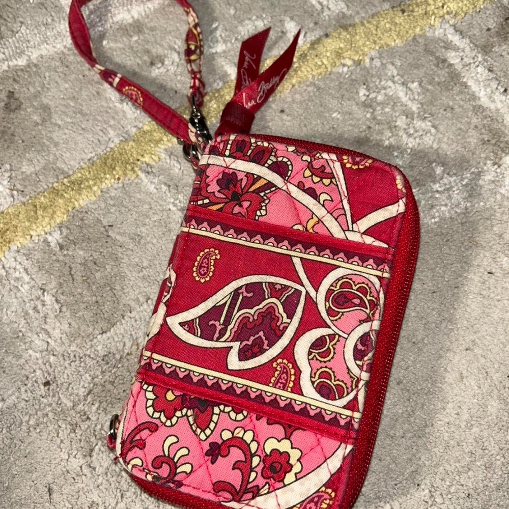 Vera Bradley Pink and White Patterned Wristlet